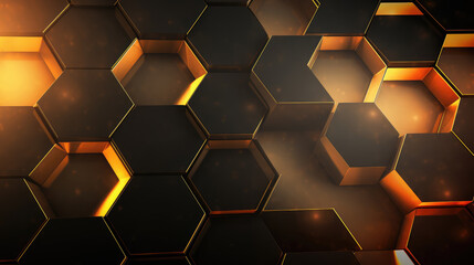 Abstract 3d rendering of hexagons background. Honeycomb surface.