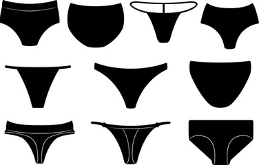 Different women underwear illustrations isolated on white - obrazy, fototapety, plakaty