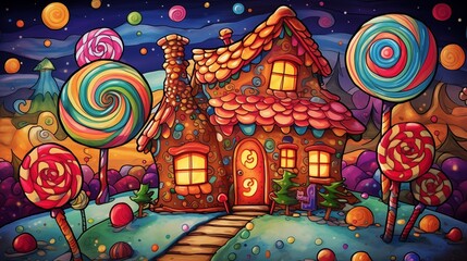 Gingerbread house with candy decorations whimsical