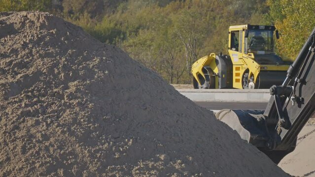 Workers asphalt street building road highway industry job