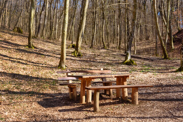 Lazin vir Picnic Area on mountain Fruska Gora, Serbia. Located in the central part of Fruska Gora, and one of the largest and most popular picnic areas.