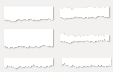 Torn sheets of paper. Torn paper vector strips set. 