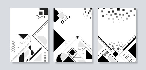 Abstract modern geometric poster player black and white background.