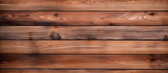 Fototapeta premium Horizontal background with textured brown wood plank wall