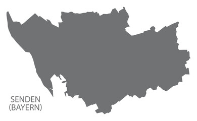 Senden in Bavaria German city map grey illustration silhouette shape - obrazy, fototapety, plakaty
