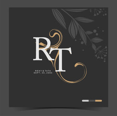 R, T, RT, Beauty vector initial logo, wedding monogram collection, Modern Minimalistic and Floral templates for Invitation cards, Save the Date, Logo identity for restaurant, boutique, cafe in vector