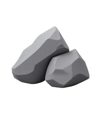 Gray Rock, Stone, element, 3D illustration, transparent background.