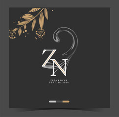 Z, N, ZN, Beauty vector initial logo, wedding monogram collection, Modern Minimalistic and Floral templates for Invitation cards, Save the Date, Logo identity for restaurant, boutique, cafe in vector