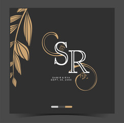 S, R, SR, Beauty vector initial logo, wedding monogram collection, Modern Minimalistic and Floral templates for Invitation cards, Save the Date, Logo identity for restaurant, boutique, cafe in vector