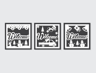Merry christmas wooden Welcome sign  cute collection