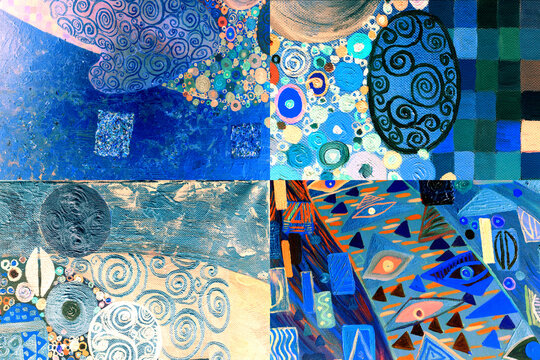 Texture, background and Colorful Image of an original Abstract Painting composition,oil on Canvas