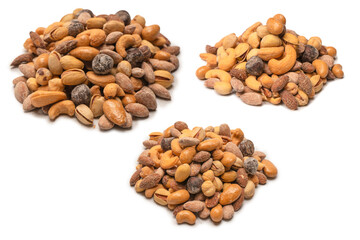  A group of almonds, pistachios, walnuts, macadamia, cashews.