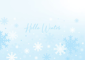 Fototapeta na wymiar Abstract winter background with snowflakes and stars. 