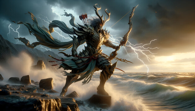 Susanoo ,Ultra-detailed visualization of Susanoo, the tempestuous brother of the sun goddess Amaterasu.