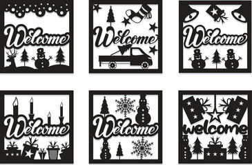 Merry christmas wooden Welcome sign  cute collection