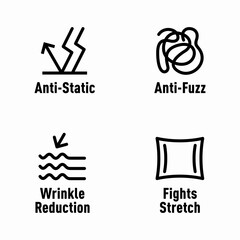 Anti-static anti-fuzz wrinkle reduction fights stretch vector information sign