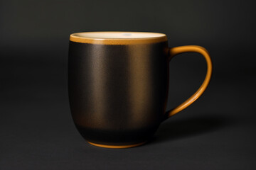 A black mug. Noir Elegance. A Stylish Black Mug. Generative AI