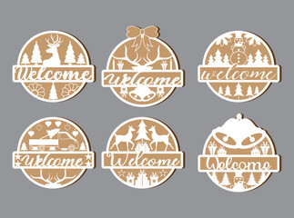 Merry christmas wooden Welcome sign  cute collection