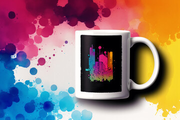 A mug with a city design on it. Sip Your Way Through Urban Dreams. Generative AI