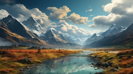 lake in the mountains landscape
