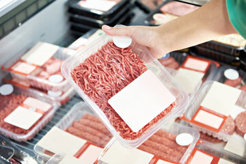 Plastic packaging with pork minced meat