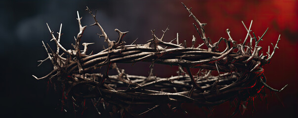 Passion Of Jesus Christ, Crown Of Thorns On black Background. - obrazy, fototapety, plakaty