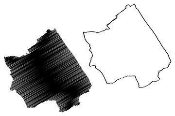 Voerendaal municipality (Kingdom of the Netherlands, Holland, Limburg province) map vector illustration, scribble sketch Voelender map