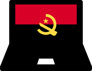 Angola  flag On Laptop