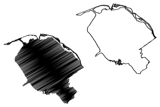 Voorne aan Zee municipality (Kingdom of the Netherlands, Holland, South Holland or Zuid-Holland province) map vector illustration, scribble sketch map