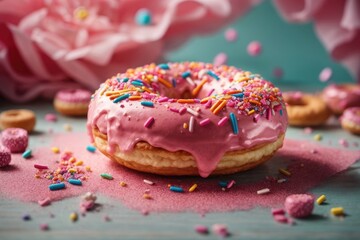 Fototapeta na wymiar donut with sprinkles on white