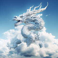 龍が飛んでいる空　龍の形の雲 - obrazy, fototapety, plakaty