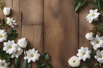 Obraz premium flowers on wooden background