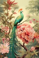 Vintage peacock illustration 