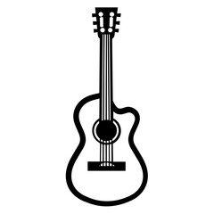 Vector Illustration of Guitar with Outline Style