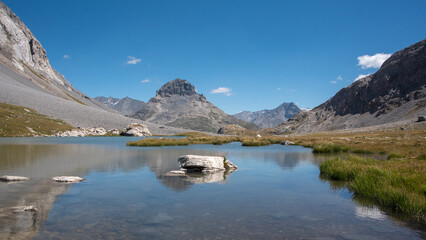one of the most beautiful lakes before reaching the Vanoise pass in the French Alps