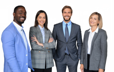 group of successful business people on a transparent background