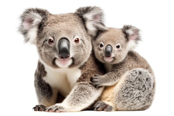 Koala with its cute cub, cut out