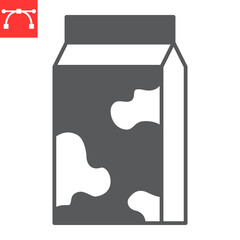 Milk glyph icon, farm and dairy, Milk carton with cow pattern vector icon, vector graphics, editable stroke solid sign, eps 10.