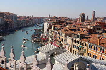 Grand Canal panorama with bridge Rialto - obrazy, fototapety, plakaty