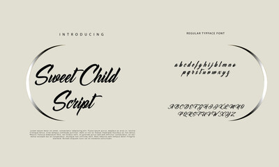 Abstract Calligraphy font alphabet. Minimal modern urban fonts for logo, brand etc. Typography typeface uppercase lowercase and number. vector illustration
