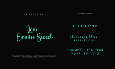 Abstract Calligraphy font alphabet. Minimal modern urban fonts for logo, brand etc. Typography typeface uppercase lowercase and number. vector illustration
