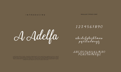 Abstract Calligraphy font alphabet. Minimal modern urban fonts for logo, brand etc. Typography typeface uppercase lowercase and number. vector illustration
