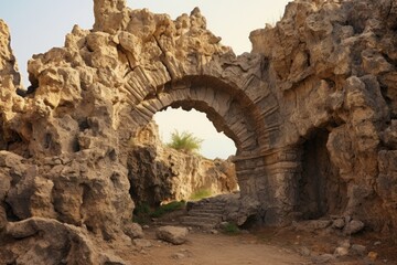 Eroded Stone Archway. Ancient stone archway with eroded and textured surfaces.