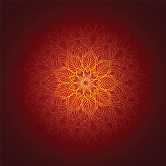 Decorative golden mandala on red background