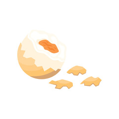 Cartoon Color Soft Boiled Chicken Egg with Eggshell Icon Breakfast Concept Flat Design Style. Vector illustration