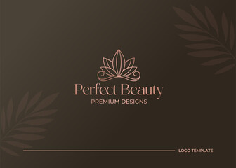 luxury minimal linear lotus flower beauty spa logo design