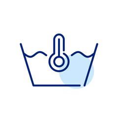 Setting temperature for washing clothes. Laundry instructions label. Pixel perfect, editable stroke icon
