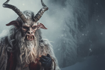 Christmas scary background with Krampus