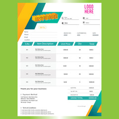 Invoice Template Design, Corporate Invoice Design Template, Vector Invoice Template, Cash Memo, Vector Quotation Design Template