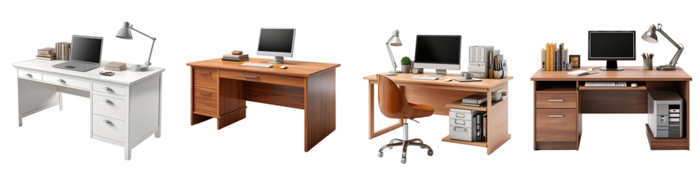 Computer desk  Hyperrealistic Highly Detailed Isolated On Transparent Background Png File
